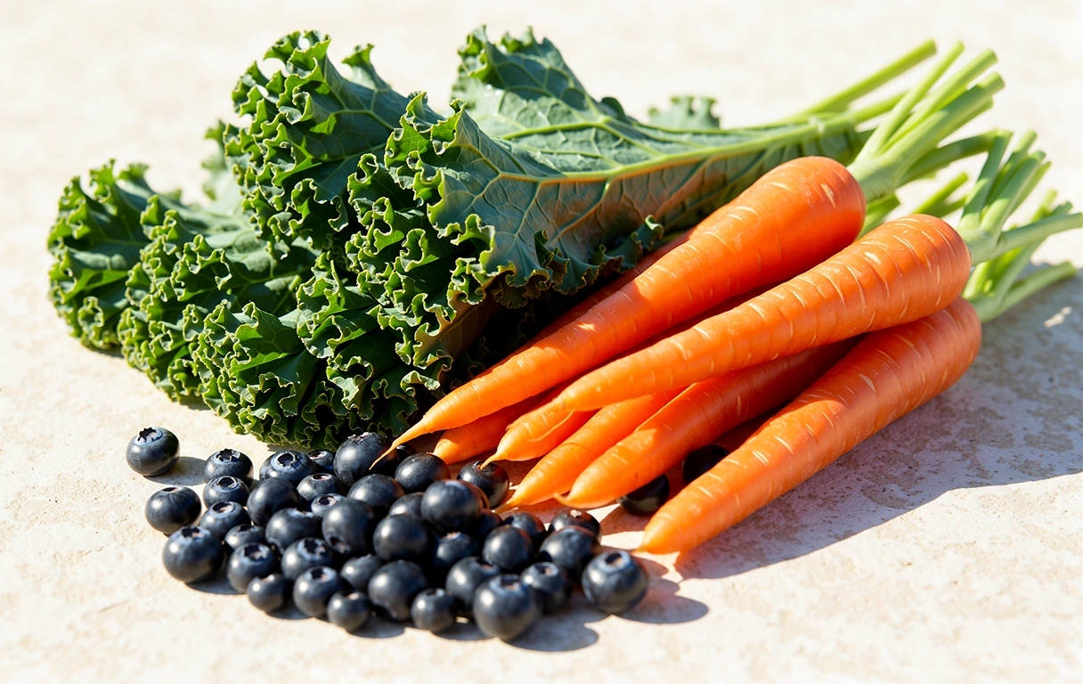 Frisches Gemüse und Beeren für die Augengesundheit